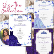 Blue Quinceanera invitations
