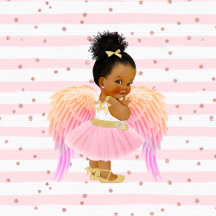 African American Girl Pink Ballerina Angel