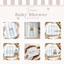 Cute Watercolor Train Baby Shower
