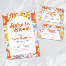 Baby in Bloom Retro Groovy Wildflowers Baby Shower