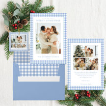 Blue Gingham Plaid Christmas Suite
