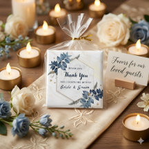White Blue Floral Frame Thank You Wedding Favors