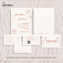 Modern Boho Floral Terracotta Wedding Set
