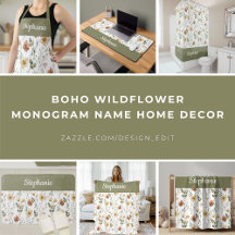 Boho Wildflower Monogram Name Home Decor