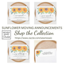 Sunflower & Greenery Moving Announcements