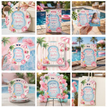 Pink Stripes Pool Party Girl Birthday