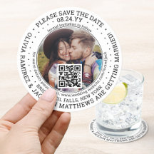 Wedding Save the Date Coasters Unique Round Photo