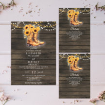 Sunflowers Cowboy Boots Barn Wood Western Wedding