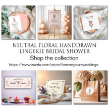 Neutral Floral Handdrawn Negligee Lingerie Shower 