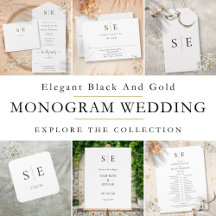 Simple Monogram Initials Wedding Invitation Suite 