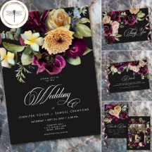 Moody Dark Floral Black Burgundy Romantic Wedding