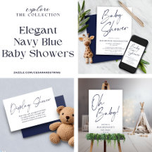 Navy Blue Modern Baby Shower