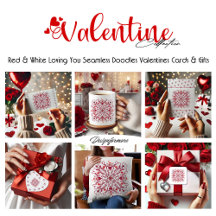 Red & White Loving You Seamless Doodles Valentine 