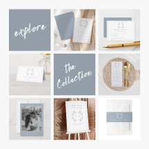 Formal Vintage Dusty Blue Monogram Wedding