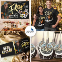 Fifty script 50th birthday metallic style