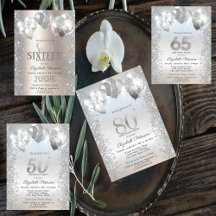 Silver, Champagne Glitter Confetti Balloons