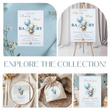 Teddy Bear Blue Balloon Baby Shower