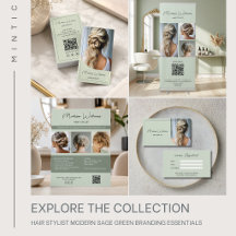 Hair Stylist Modern Sage Green Branding Essentials