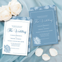 Calligraphy Script Dusty Blue Floral Wedding