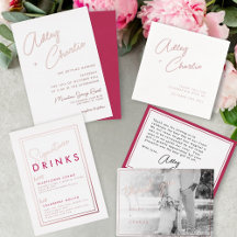 Viva Magenta & Black or Rose Gold Modern Wedding