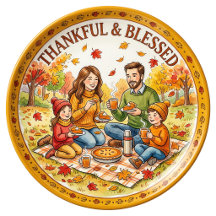 Illustrated Thanksgiving Children's  Plate