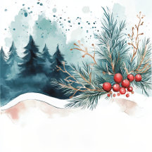 Elegant Watercolor Christmas Forest