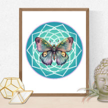 Purple Indigo Butterfly Mystical Mandala Turquoise