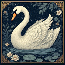 Art Deco Swans of Everlasting Love & Art Nouveau 