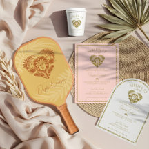 Retro Tropical Palm Tree Pickleball Bridal Shower