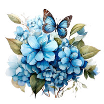 Blue Hydrangea Flower and Butterfly Wedding