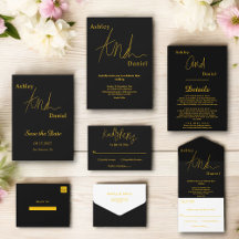 Elegant Simple Black And Gold Wedding Collection