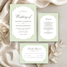 Pastel Sage Green Striped Wedding Suite