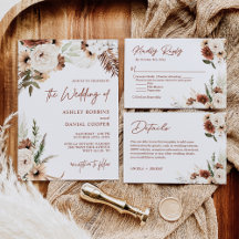 Boho Pampas Floral Terracotta Invitation Suite