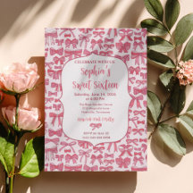 Coquette Pink Bow Invitation Collection