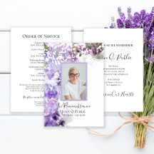 Purple Lilac Flowers Watercolor Funeral Memorial