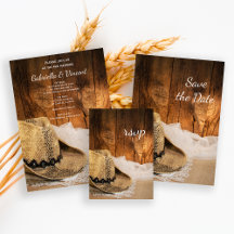 Cowboy Hat and Barn Wood Wedding