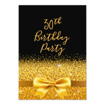 30th birthday party - glam gold bow on black