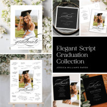 Modern Elegant Script Photo Graduation Colors