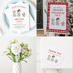 目覚まし消防士の女の子の誕生日パーティーを鳴らす 招待状