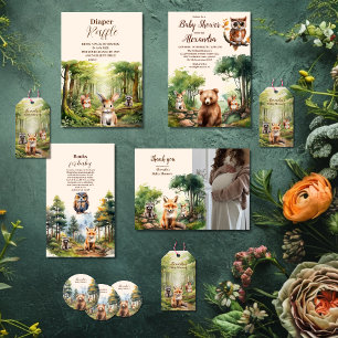 ウッドランド動物の赤ちゃんシャワー ペーパープレート