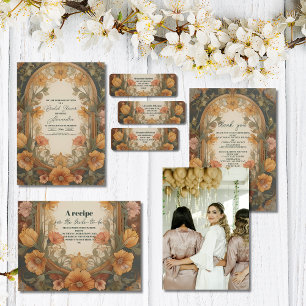 アンティークフローラアールヌーボーブライダルシャワー ラベル