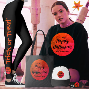 オレンジブラックホラー血フルムーンおもしろいハロウィン レギンス