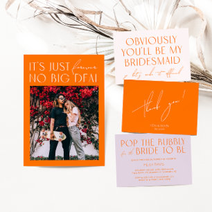 シンプルオレンジ色の写真の保存招待状