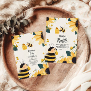 ヴィンテージママへビー黄フローラ赤ちゃんシャワー 招待状