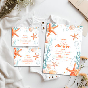 ビーチヒトデ&シーシェルベビィエレガントーシャワー ペーパープレート