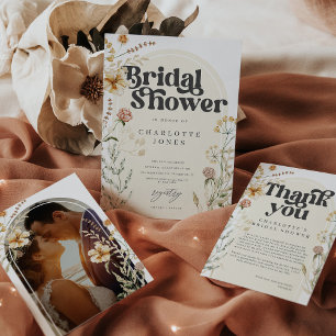 Bohoワイルドフラワーフォトアーチブライダルシャワーの好意 缶クーラー