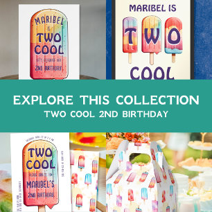 2つクールのカラフル第2の誕生日パーティー 招待状