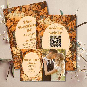 "QR code ذهب زخرفة فنية أر نو Art Nouveau الزفاف" エンクロージャーカード