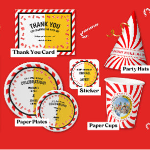 キャンディーテーマの赤と白の誕生日お祝い パーティーハット