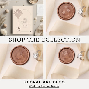 エレガントミニマルフローラアールデコ婚約 招待状